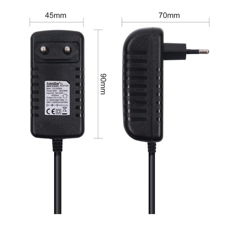Transformador 12V, 3A, 36W, 5.5x2.5mm (LYW-1230)
